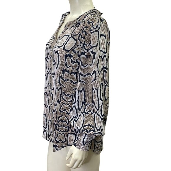 Cabi Womens Snake Print Long Sleeve Blouse With Button Cuffs Md - Picture 4 of 7
